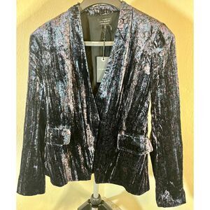 Lucky Brand Jacket Women's 4 Purple Crushed Velvet Long Sleeve Blazer NWT